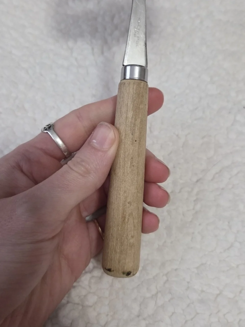 Vintage Cheese Slicer Serving Tool Mid Century Stainless Steel Wood Handle